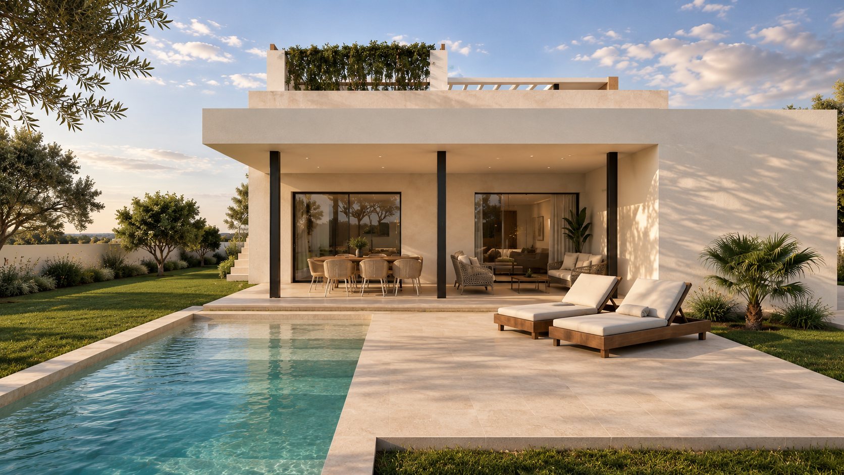 Porche y piscina, Calas de Mallorca