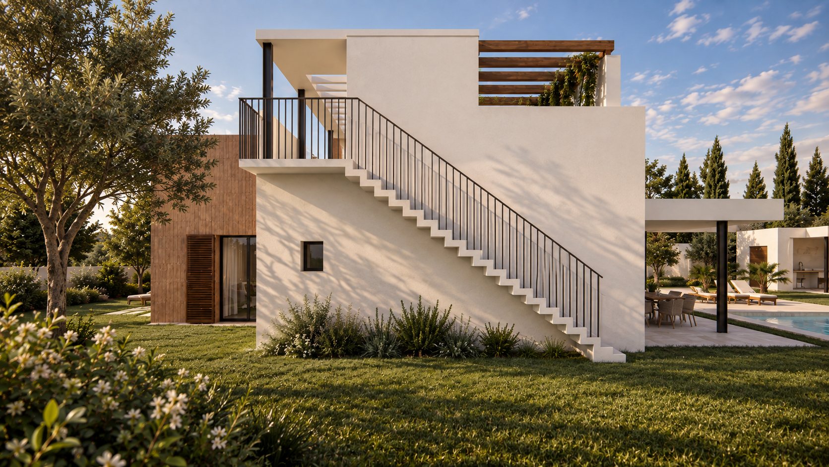 Escalera exterior a la azotea, Calas de Mallorca