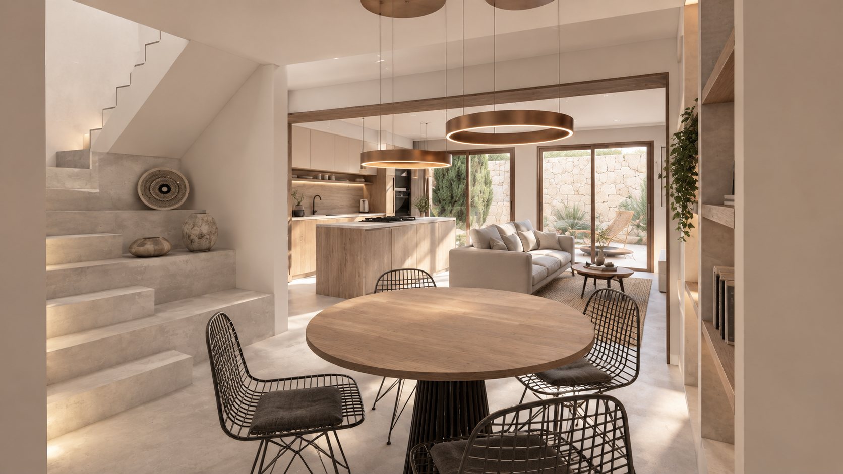 Cocina abierta junto a la escalera, Vilallonga Planta Baja